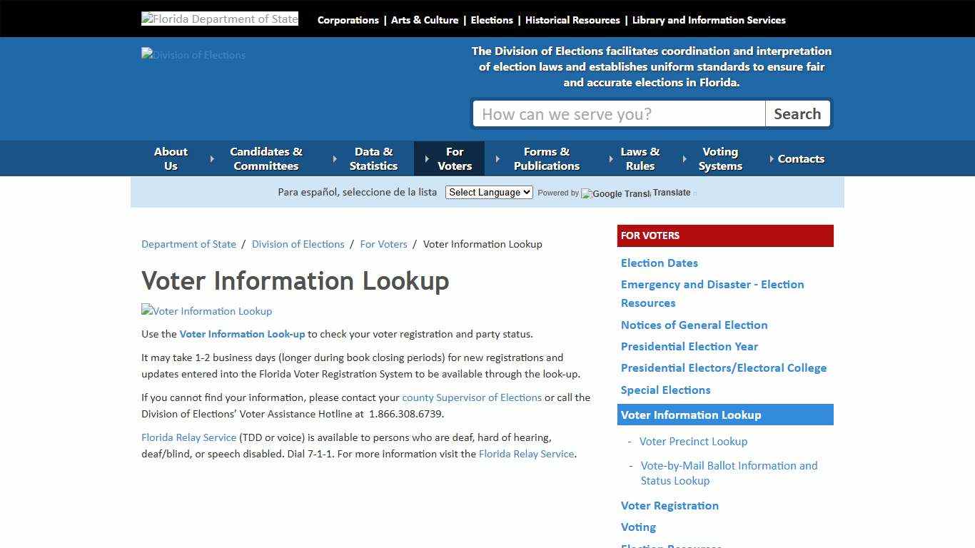 Voter Information Lookup - Division of Elections - Florida Department of State
