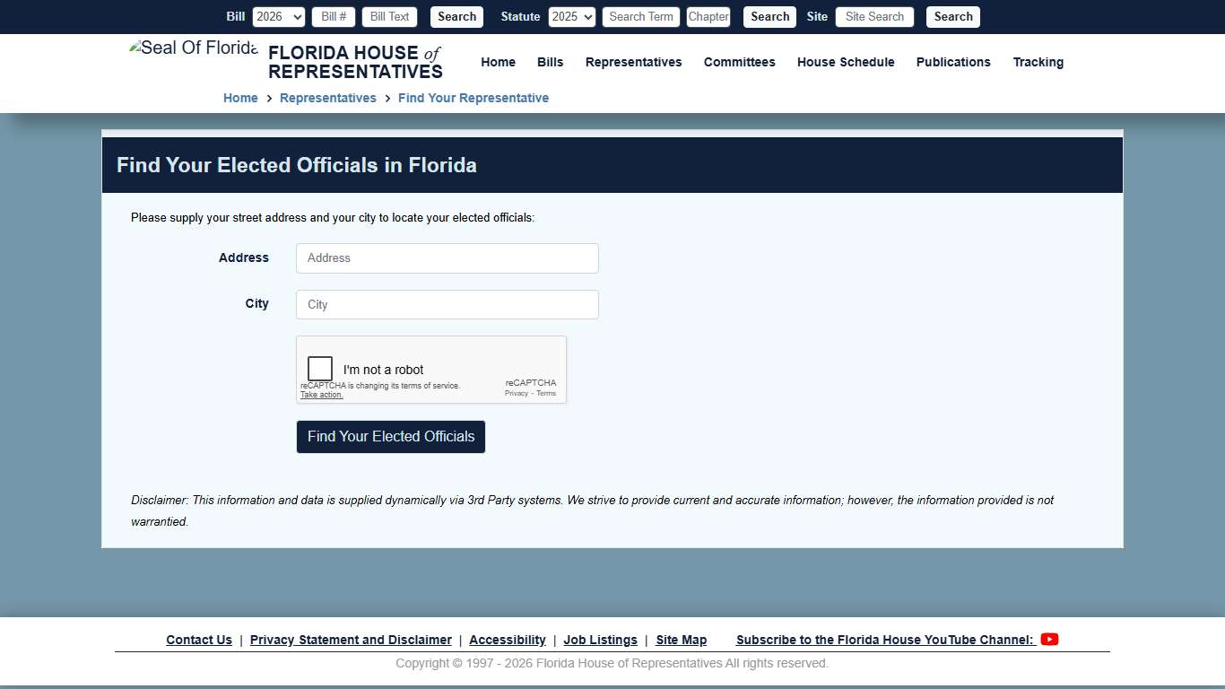 Find Your Representative Florida House of Representatives